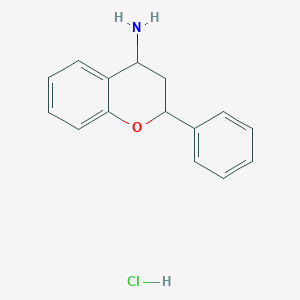 molecular formula C15H16ClNO B12313221 2-Phenylchroman-4-amine hydrochloride 