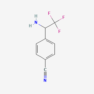 molecular formula C9H7F3N2 B12313229 4-(1-Amino-2,2,2-trifluoroethyl)benzonitrile 