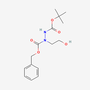 molecular formula C15H22N2O5 B12313232 2-{[(Benzyloxy)carbonyl]({[(tert-butoxy)carbonyl]amino})amino}ethan-1-ol 