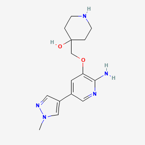 4-[[2-Amino-5-(1-methylpyrazol-4-yl)-3-pyridyl]oxymethyl]piperidin-4-ol