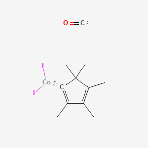 molecular formula C11H15CoI2O B12313284 Diiodo(2,3,4,5,5-pentamethylcyclopenta-1,3-dien-1-yl)cobalt; oxomethylidene 