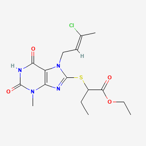 molecular formula C16H21ClN4O4S B1231329 2-[7-[(Z)-3-氯丁-2-烯基]-3-甲基-2,6-二氧嘌呤-8-基]硫代丁酸乙酯 