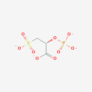 molecular formula C3H3O9PS-4 B1231332 (2R)-2-O-phosphonato-3-sulfonatolactate 