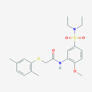 molecular formula C21H28N2O4S2 B1231345 N-[5-(diethylsulfamoyl)-2-methoxyphenyl]-2-[(2,5-dimethylphenyl)thio]acetamide 