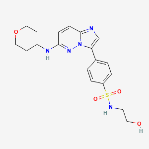 molecular formula C19H23N5O4S B12313480 2-hydroxy-S-(4-{6-[(oxan-4-yl)amino]imidazo[1,2-b]pyridazin-3-yl}phenyl)ethane-1-sulfonamido 