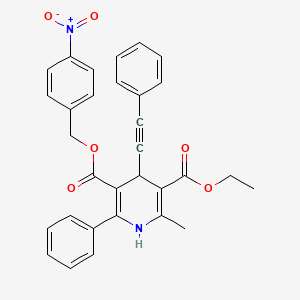 molecular formula C31H26N2O6 B1231352 2-甲基-6-苯基-4-(2-苯乙炔基)-1,4-二氢吡啶-3,5-二羧酸 O3-乙酯 O5-[(4-硝基苯基)甲基] 酯 