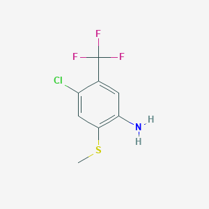 molecular formula C8H7ClF3NS B12313527 4-Chloro-2-(methylthio)-5-(trifluoromethyl)aniline 