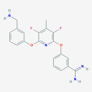molecular formula C20H18F2N4O2 B1231354 3-[6-[3-(Aminomethyl)phenoxy]-3,5-difluoro-4-methylpyridin-2-yl]oxybenzenecarboximidamide 