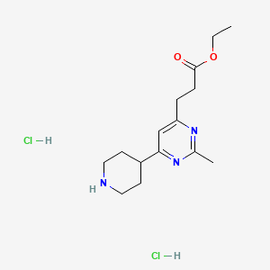 Ethyl 3-(2-methyl-6-(piperidin-4-yl)pyrimidin-4-yl)propanoate dihydrochloride