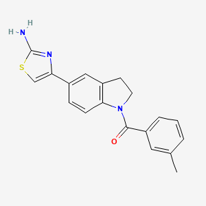 (5-(2-Aminothiazol-4-yl)indolin-1-yl)(m-tolyl)methanone