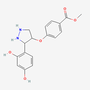 molecular formula C17H18N2O5 B12313627 Methyl 4-[3-(2,4-dihydroxyphenyl)pyrazolidin-4-yl]oxybenzoate 