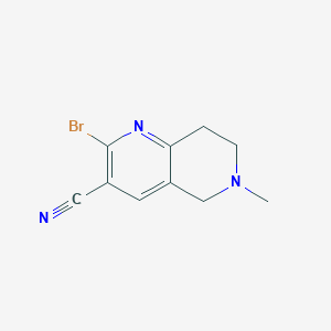 molecular formula C10H10BrN3 B12313665 2-Bromo-6-methyl-5,6,7,8-tetrahydro-1,6-naphthyridine-3-carbonitrile 