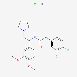 molecular formula C23H29Cl3N2O3 B1231377 N-(2-(N-Methyl-3,4-dichlorophenylacetamido)-2-(3,4-dimethyloxyphenyl)ethyl)pyrrolidine CAS No. 115200-30-1