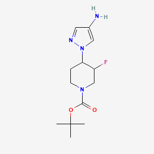 molecular formula C13H21FN4O2 B12313896 tert-butyl 4-(4-amino-1H-pyrazol-1-yl)-3-fluoropiperidine-1-carboxylate 