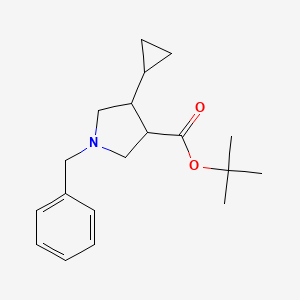 molecular formula C19H27NO2 B12313929 rac-tert-butyl (3R,4R)-1-benzyl-4-cyclopropylpyrrolidine-3-carboxylate 