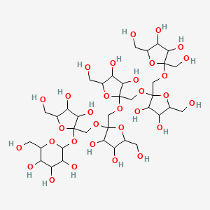 molecular formula C36H62O31 B12313940 2-[2-[[2-[[2-[[2-[[3,4-Dihydroxy-2,5-bis(hydroxymethyl)oxolan-2-yl]oxymethyl]-3,4-dihydroxy-5-(hydroxymethyl)oxolan-2-yl]oxymethyl]-3,4-dihydroxy-5-(hydroxymethyl)oxolan-2-yl]oxymethyl]-3,4-dihydroxy-5-(hydroxymethyl)oxolan-2-yl]oxymethyl]-3,4-dihydroxy-5-(hydroxymethyl)oxolan-2-yl]oxy-6-(hydroxymethyl)oxane-3,4,5-triol 