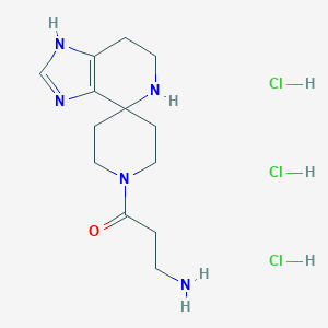 molecular formula C13H24Cl3N5O B12313950 3-Amino-1-{3,5,6,7-tetrahydrospiro[imidazo[4,5-c]pyridine-4,4'-piperidine]-1'-yl}propan-1-one trihydrochloride 