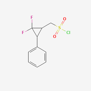 molecular formula C10H9ClF2O2S B12313996 rac-[(1R,3S)-2,2-difluoro-3-phenylcyclopropyl]methanesulfonyl chloride, trans 