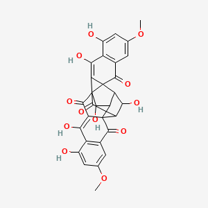 molecular formula C30H22O12 B1231409 8,10,14,23,25,28-六羟基-6,21-二甲氧基八环[14.11.1.02,11.02,15.04,9.013,17.017,26.019,24]八十八烷-4(9),5,7,10,19(24),20,22,25-八烯-3,12,18,27-四酮 