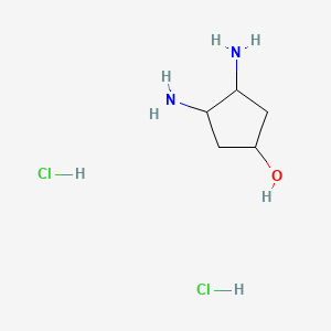 molecular formula C5H14Cl2N2O B12314128 3,4-Diaminocyclopentan-1-ol dihydrochloride 