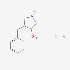 molecular formula C11H16ClNO B12314138 rac-(3R,4S)-4-benzylpyrrolidin-3-ol hydrochloride, trans 