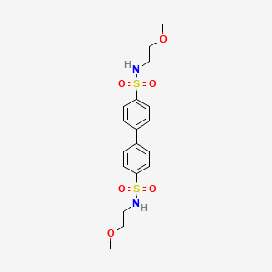 molecular formula C18H24N2O6S2 B1231426 N-(2-methoxyethyl)-4-[4-(2-methoxyethylsulfamoyl)phenyl]benzenesulfonamide 