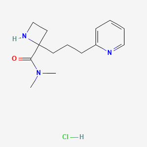 molecular formula C14H22ClN3O B12314281 N,N-dimethyl-2-(3-(pyridin-2-yl)propyl)azetidine-2-carboxamide hydrochloride 