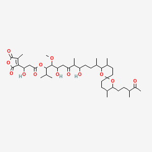 molecular formula C41H66O13 B1231432 [12-[3,9-Dimethyl-8-(3-methyl-4-oxopentyl)-1,7-dioxaspiro[5.5]undecan-2-yl]-5,9-dihydroxy-4-methoxy-2,8-dimethyl-7-oxotridecan-3-yl] 3-hydroxy-3-(4-methyl-2,5-dioxofuran-3-yl)propanoate 