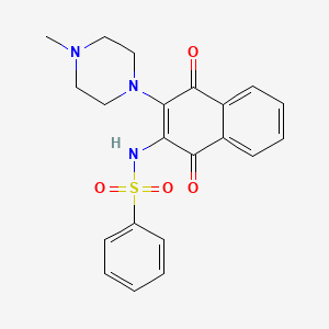 molecular formula C21H21N3O4S B1231439 N-[3-(4-甲基-1-哌嗪基)-1,4-二氧代-2-萘基]苯磺酰胺 