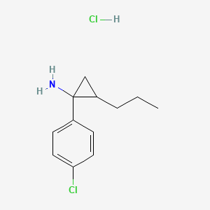 molecular formula C12H17Cl2N B12314440 1-(4-Chlorophenyl)-2-propylcyclopropan-1-amine hydrochloride 