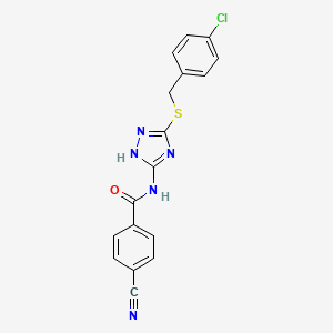 molecular formula C17H12ClN5OS B1231458 N-[3-[(4-氯苯基)甲硫基]-1H-1,2,4-三唑-5-基]-4-氰基苯甲酰胺 