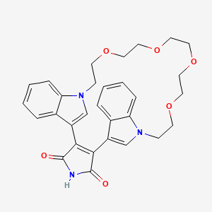 molecular formula C30H31N3O6 B12314616 17,20,23,26-tetraoxa-4,14,29-triazahexacyclo[27.6.1.17,14.02,6.08,13.030,35]heptatriaconta-1(36),2(6),7(37),8,10,12,30,32,34-nonaene-3,5-dione 