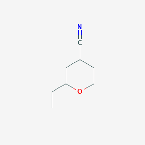 molecular formula C8H13NO B12314622 2-Ethyloxane-4-carbonitrile 