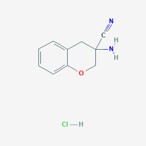 molecular formula C10H11ClN2O B12314636 3-Amino-3,4-dihydro-2H-1-benzopyran-3-carbonitrile hydrochloride 