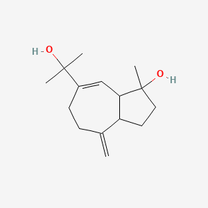 molecular formula C15H24O2 B12314821 7-(2-Hydroxypropan-2-yl)-1-methyl-4-methylidene-2,3,3a,5,6,8a-hexahydroazulen-1-ol 