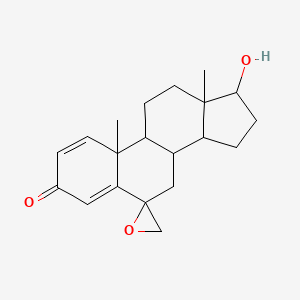 molecular formula C20H26O3 B12314834 17-hydroxy-10,13-dimethylspiro[8,9,11,12,14,15,16,17-octahydro-7H-cyclopenta[a]phenanthrene-6,2'-oxirane]-3-one 