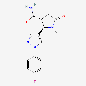 2-[1-(4-fluorophenyl)-1H-pyrazol-4-yl]-1-methyl-5-oxopyrrolidine-3-carboxamide, trans