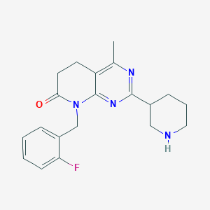 molecular formula C20H23FN4O B12314980 8-(2-Fluorobenzyl)-4-methyl-2-(piperidin-3-yl)-5,8-dihydropyrido[2,3-d]pyrimidin-7(6H)-one hydrochloride 