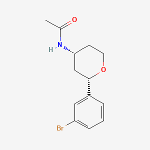 rac-N-((2R,4S)-2-(3-bromophenyl)tetrahydro-2H-pyran-4-yl)acetamide