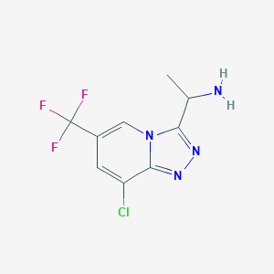 molecular formula C9H8ClF3N4 B12315083 1-[8-Chloro-6-(trifluoromethyl)-[1,2,4]triazolo[4,3-a]pyridin-3-yl]ethan-1-amine CAS No. 901273-30-1