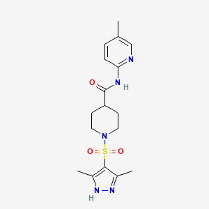 molecular formula C17H23N5O3S B1231523 1-[(3,5-二甲基-1H-吡唑-4-基)磺酰基]-N-(5-甲基-2-吡啶基)-4-哌啶甲酰胺 