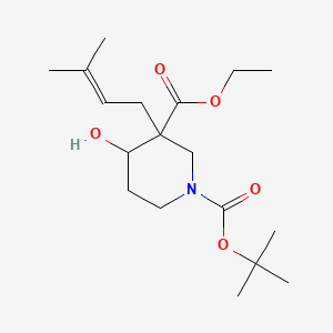 1-(Tert-butyl) 3-ethyl 4-hydroxy-3-(3-methylbut-2-en-1-yl)piperidine-1,3-dicarboxylate