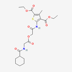 molecular formula C22H30N2O8S B1231546 5-[[2-[2-[[环己基(氧代)甲基]氨基]-1-氧代乙氧基]-1-氧代乙基]氨基]-3-甲硫代吩-2,4-二甲酸二乙酯 