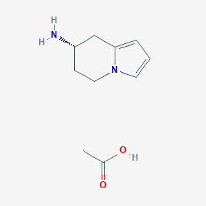 molecular formula C10H16N2O2 B12315539 (7S)-5,6,7,8-Tetrahydroindolizin-7-amine, acetic acid 