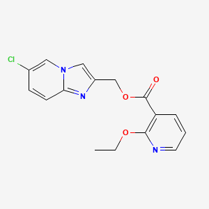 molecular formula C16H14ClN3O3 B1231554 2-Ethoxy-3-pyridinecarboxylic acid (6-chloro-2-imidazo[1,2-a]pyridinyl)methyl ester 