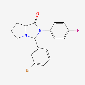 molecular formula C18H16BrFN2O B1231565 3-(3-bromophenyl)-2-(4-fluorophenyl)-5,6,7,7a-tetrahydro-3H-pyrrolo[1,2-c]imidazol-1-one 