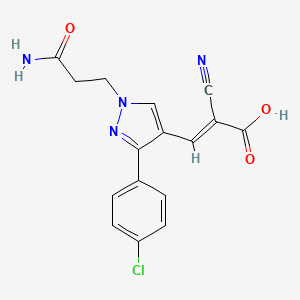 3-[1-(2-carbamoylethyl)-3-(4-chlorophenyl)-1H-pyrazol-4-yl]-2-cyanoprop-2-enoic acid