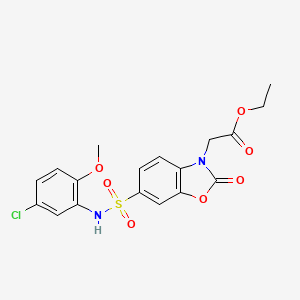 molecular formula C18H17ClN2O7S B1231566 2-[6-[(5-氯-2-甲氧苯基)磺酰氨基]-2-氧代-1,3-苯并恶唑-3-基]乙酸乙酯 