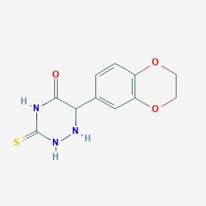 molecular formula C11H11N3O3S B12315662 6-(2,3-Dihydro-1,4-benzodioxin-6-yl)-3-sulfanylidene-1,2,4-triazinan-5-one 