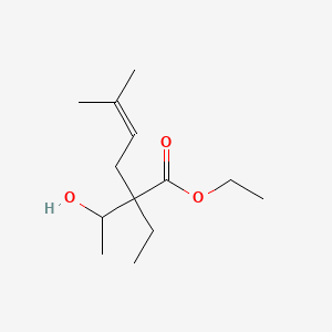 molecular formula C13H24O3 B12315684 Ethyl 2-ethyl-2-(1-hydroxyethyl)-5-methylhex-4-enoate 